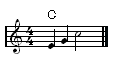 Dur-Dreiklang in der 1. Umkehrung als Arppegio im Notenbild