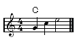 Dur-Dreiklang in der 2. Umkehrung als Arppegio im Notenbild